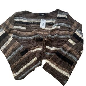 Cider Brown Striped Women's Cardigan Size Large NWT